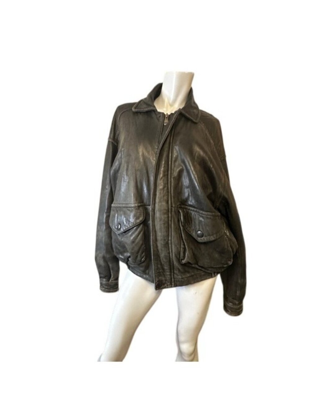 Faded 90s Heritage Moto VTG A2 Flight Bomber Leather Jacket SZ 38 S/M